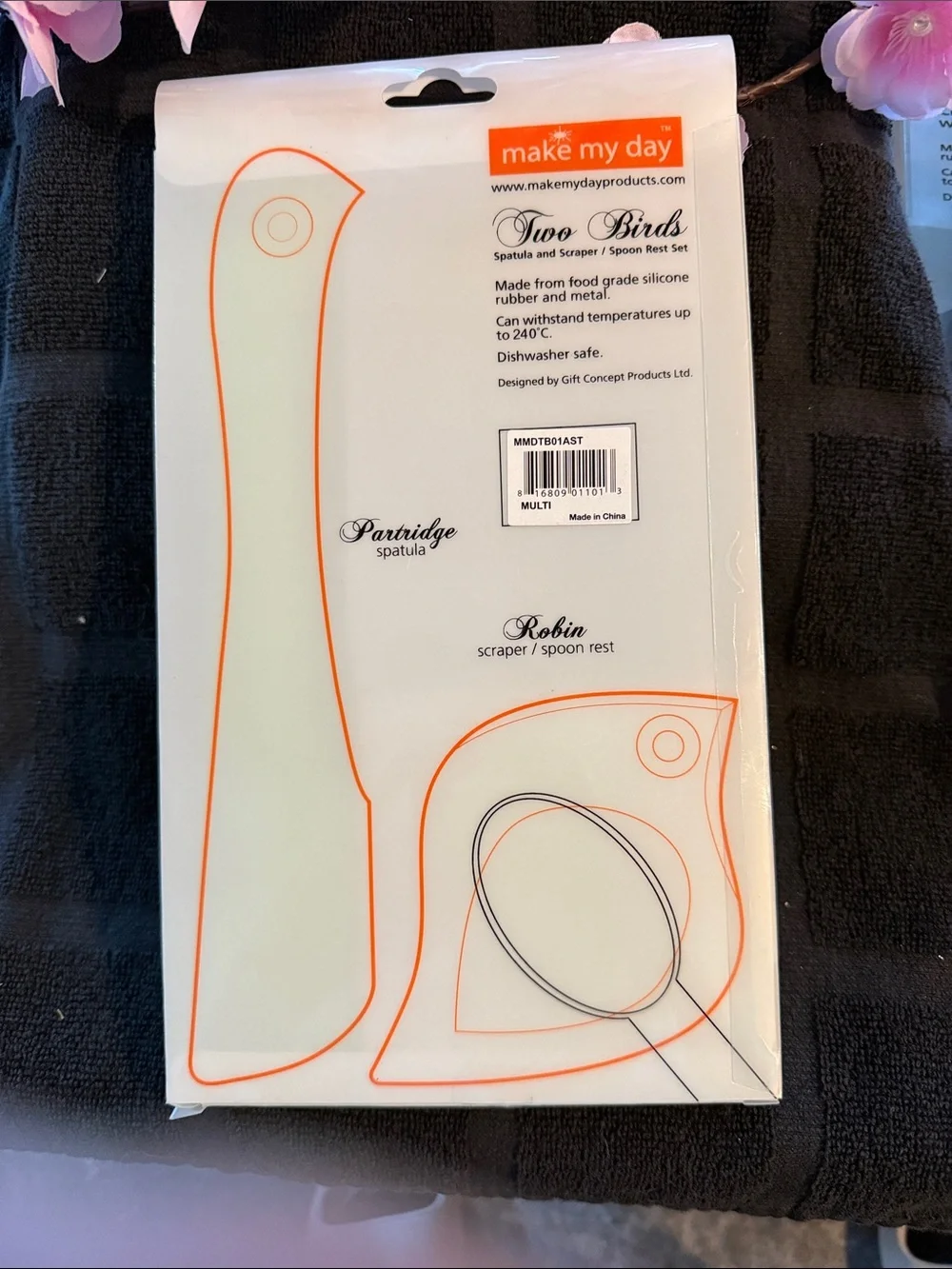 Make My Day Two Birds Lemon Green Silicone Spatula & Scraper Set